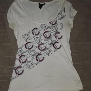 Rocawear Women's White and Multi Tshirt